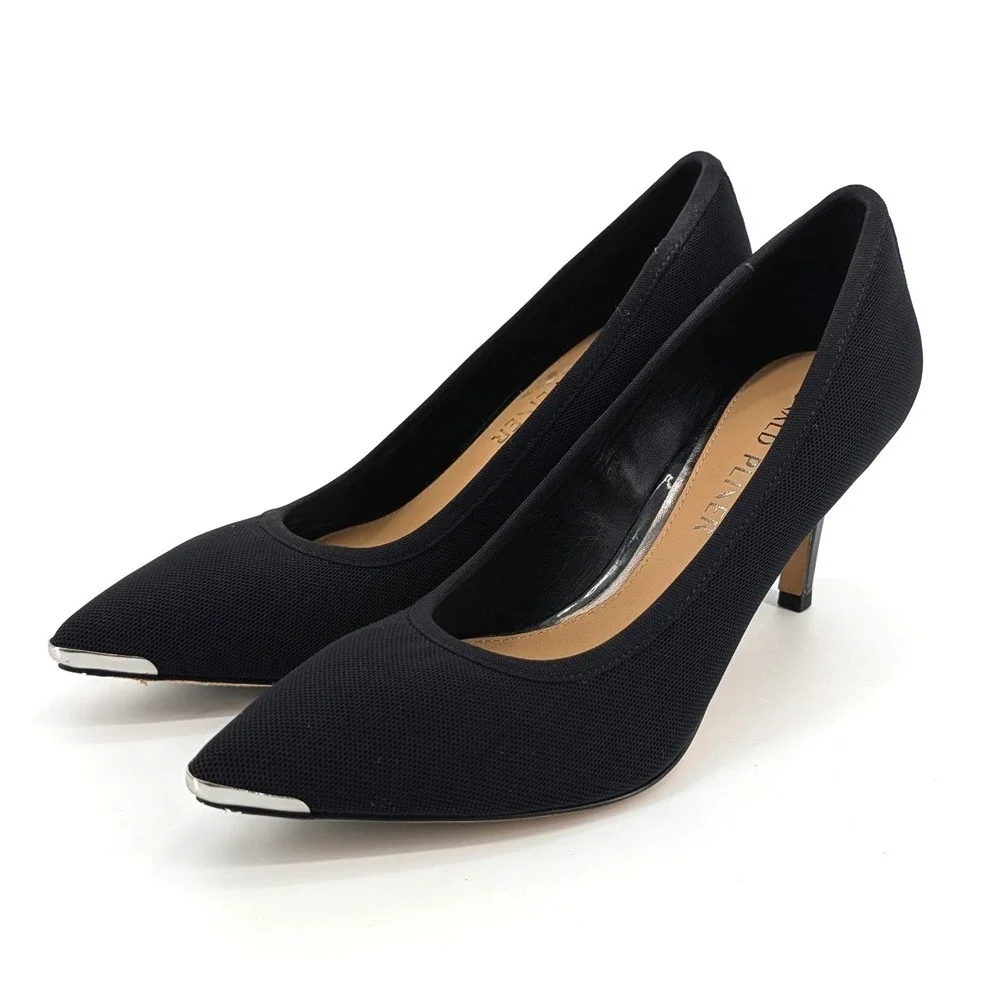 Donald Pliner‎ Ezra Black Mesh Metal Cap Toe Pumps Size 6.5M